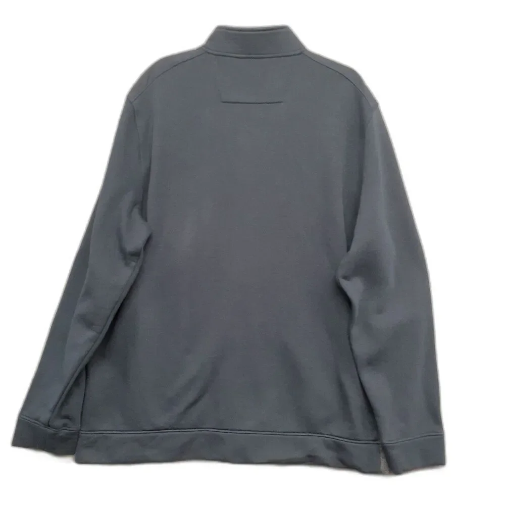Calvin Klein Men XXL Navy Blue Gray Full Zip Mock Neck Sweatshirt Fleece Jacket